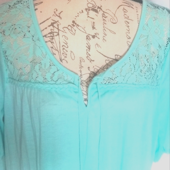 French Laundry Flowy Mint Green Top with lace front, size XL - Picture 5 of 8